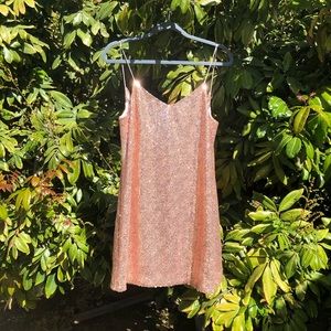 NWOT nbd pink sequin metallic mini dress